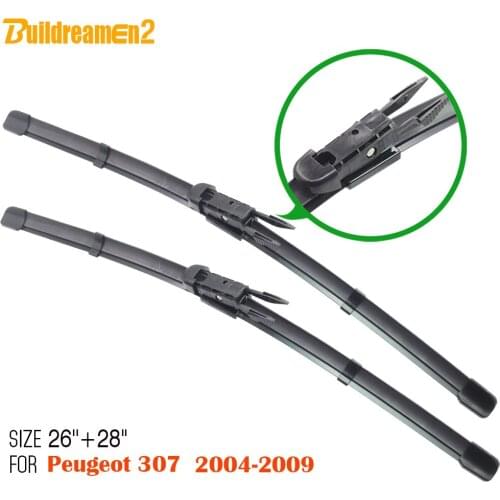 Buildreamen2 For Peugeot 307 2004-2009 Car Soft Rubber Wiper Blade Bracketless Windscreen Windshield 2Pcs Free Shipping