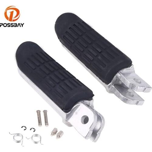 POSSBAY Black Motorcycle Foot Pegs Footrest Bike Front Pedal For Honda CB1300 CB400 2003-2008 VTR1000 1997-2003 VFR800 1998-2002