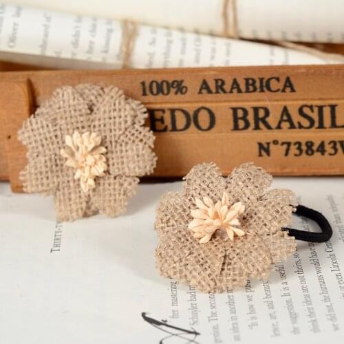 1pc 5cm Burlap Flowers Natural Handmade Craft Flowers for Wedding Decoration