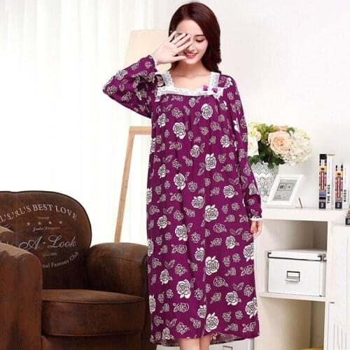 Spring Long Sleeve Women Nightgown Floral Cotton Summer Nightdress Homewear Elegant Sleepskirt For Lady Girl Sleepdress Home