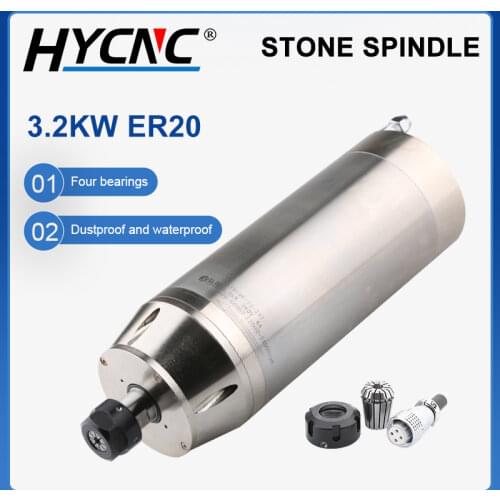 3.2KW CNC engraving spindle motor Water-cooled spindle motor 4 ceramic ball bearing 220V 380V diameter 100MM ER20 stone carving