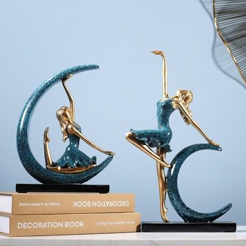 European Resin Moon Goddess Character Decoration Home Livingroom Figurines Crafts TV Cabinet Office Desktop Accessories Ornament