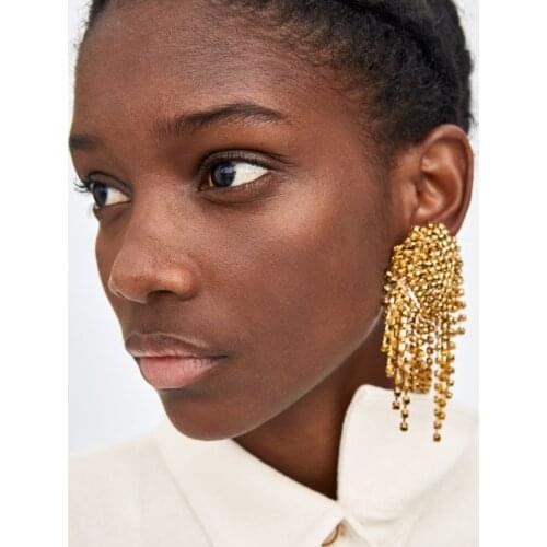 JURAN 2019 Luxury Rhinestone Dangle Earrings For women Wedding Jewelry ZA Big Long Tassel Crystal Earrings