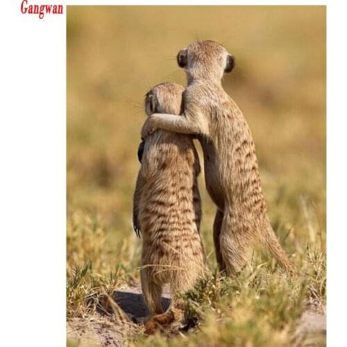 Hobby Full Square round Drill 5D DIY Diamond Painting Meerkat family picture diamond Embroidery Cross Stitch Mosaic Home Decor