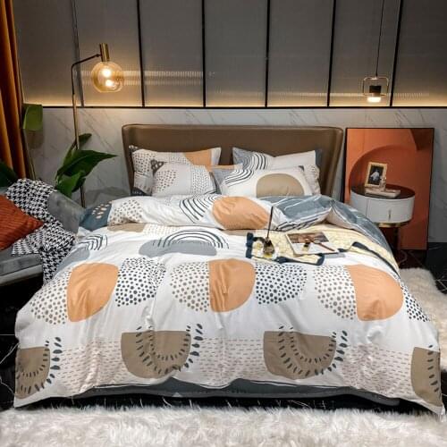 PAPA&MIMA Cotton Bedding Set Printed Linens Sheet Pillowcase Quilt Cover Single Queen King Size