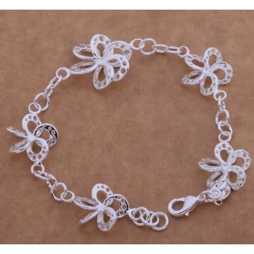 Beautiful fashion Silver plated charm Bracelet Gorgeous jewelry luxuriant flower /axdajoka cjpalawa AH044