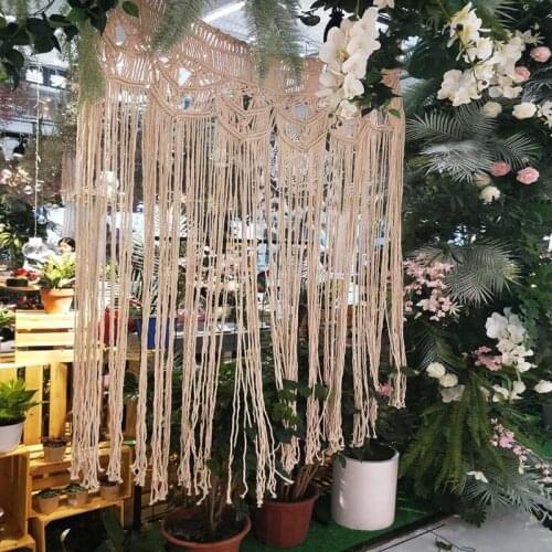 Macrame Cotton Handwoven Tapestry Bohemian Room Divider Window Door Curtains Wedding Background Home Decor