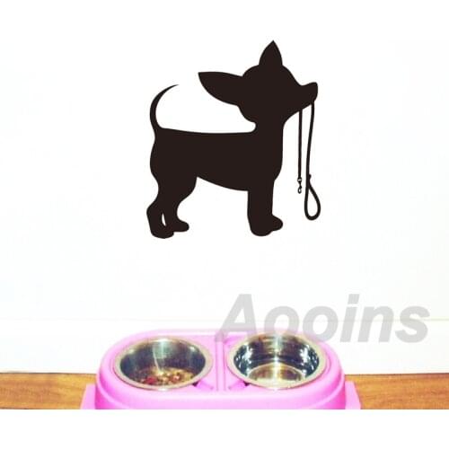 Cute Animal Little Dog Chihuahua Leash Vinyl Wall Stickers Home Interior Decoration Puppy Silhouette Wall Art Decals