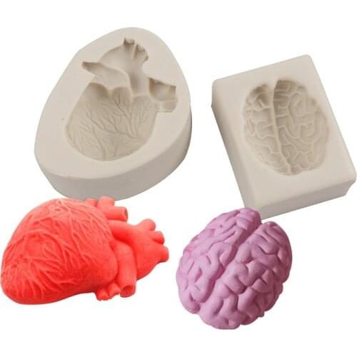 Simulation Organ Heart And Brain Silicone Mold Fondant Cake Decoration Mould Sugarcraft Chocolate Baking Tool For Cake Gumpaste