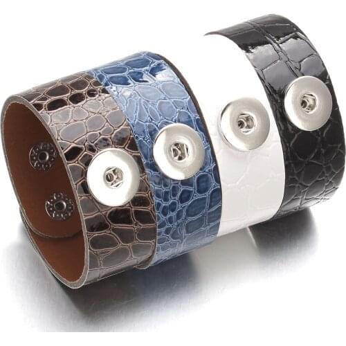 Fashion Leather Adjustable Snap Bracelet Vintage Metal Leather Bracelet Fit 18mm Snap Button Bracelet For Men Jewelry Watch Belt