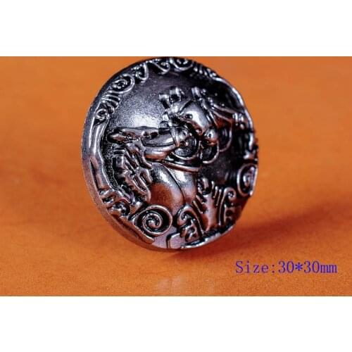 10X 30mm Western Equestrian Saddles Nickle Three Horse Rodeo Cowboy Conchos Set