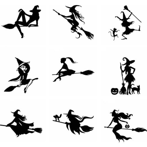Cute Witch Car Stickers for The Car Body and Window Decoration Car Accessories Decals Car Glue Sticker Bumper 21cm*23cm