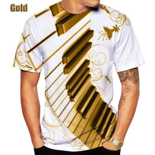 New Fashion 3D Printing Piano T-shirt Music Note Short-sleeved T-shirt Men/Women Tops Sportwear Hipster Shirt XS-5XL