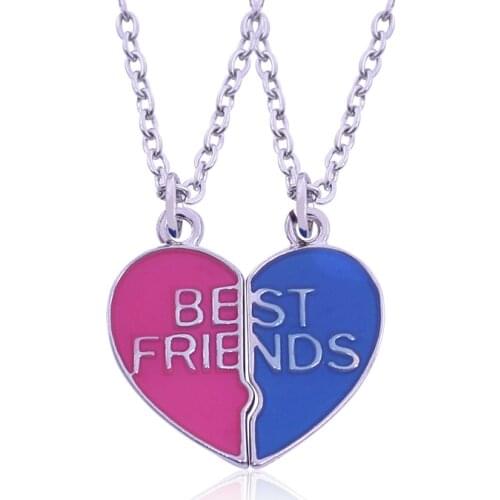 New 2 Pcs/Set Best Friends Necklace For Women Girls Heart Shape Pendant Necklaces Chokers Bff Friendship Forever Jewelry Gifts