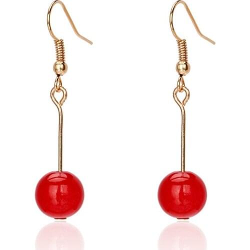 2020 new fashion red pearl earrings natural freshwater pearl pendant earrings jewelry wholesale pendant earrings