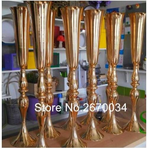 Wholesale beautiful tall metal flower vase gold paited flower stand wedding centerpiece for weddings decoration