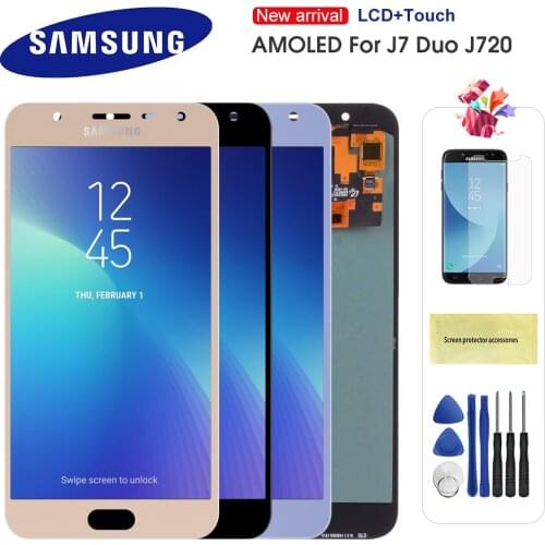 Original AMOLED LCD For Samsung Galaxy J7 Duo 2018 J720 J720F LCD Display Touch Screen Digitizer Assembly Replacment Parts