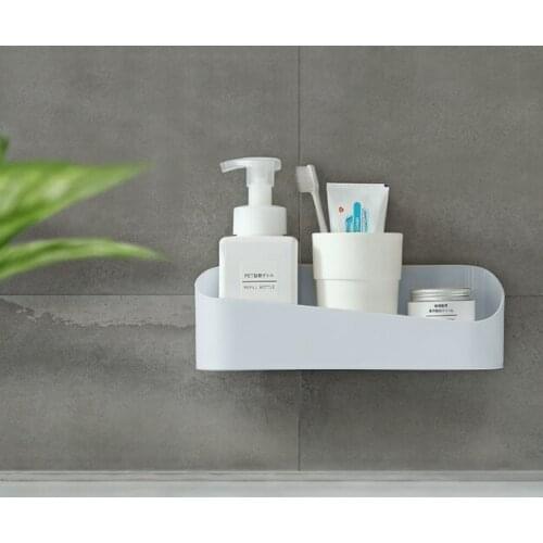 Strong-pasted punch-free plastic solid load-bearing wall with geometrically shaped bathroom storage racks J05