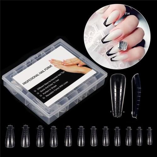 TP Clear Dual Forms Nail System Full Cover Quick Building Gel Mold Tips Nail Extension Molds Upper Forms For Nails Tips