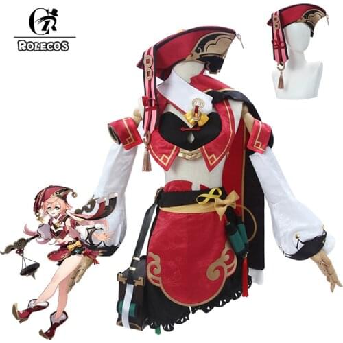 ROLECOS Genshin Impact Yanfei Cosplay Costume Game Genshin Impact Yan Fei Cosplay Halloween Sexy Women Outfit Full Set Hat