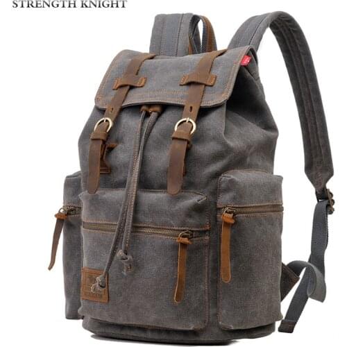 New Mens Backpack Vintage Canvas Backpack School Bag Mens Travel Bags Large Capacity Travel Laptop Backpack Bag