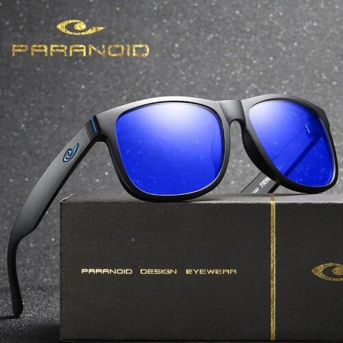 PARANOID Vintage Sunglasses Polarized Mens Sun Glasses For Men Driving Black Square Oculos Male 8 Colors Model 4165