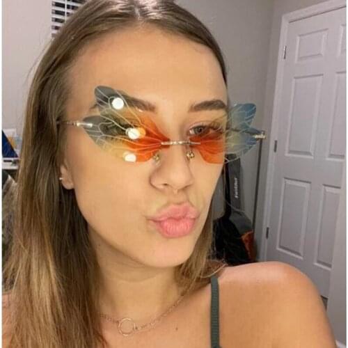Unisex Sunglasses For Women Funny Dragonfly Shape Vintage Gradient Sun Glasses Men Eyeglasses For Photoed Decorative Eyewear