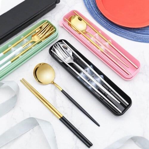3pcs/set Dinner Set Cutlery Stainless Steel Tableware Knife Fork Spoon Dinnerware Set with Box Western Dinner Tools