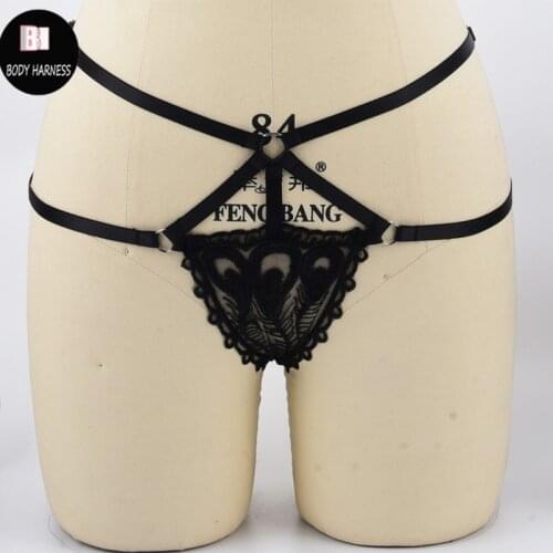 Harness Panties G-strings Elastic Harness Transparent Bottoms Sexy Briefs Lace Underwear China Things Lace Underpants Belt
