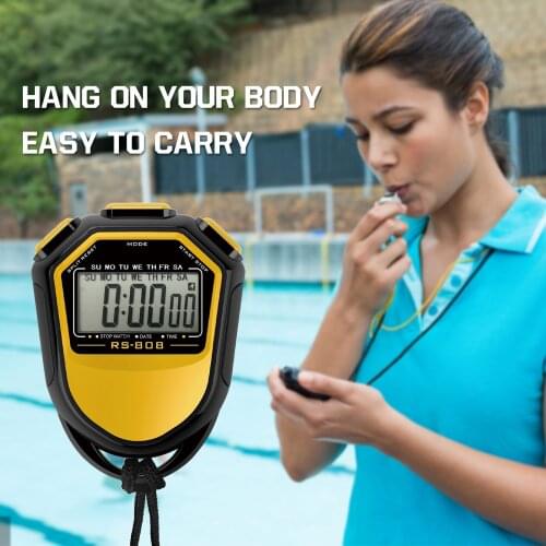 Waterproof Stopwatch Digital Handheld LCD Timer Sports Counter with Strap for Swimming Running Football Training