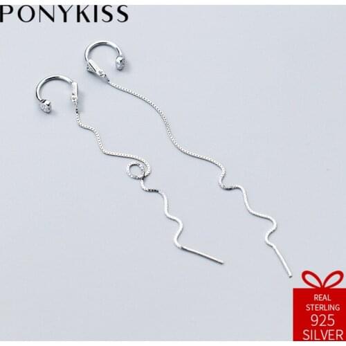 PONYKISS Romantic S925 Sterling Silver Chic Sweet Elegant Zircon Heart Festival Clip Earrings Women Party Jewelry Lover Gift