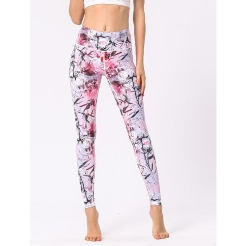 High Waist Women Yoga Pants Flower Print Breathable Gym Running Clothing Workout Fitness Tights Push Up Sportswear Legging,ZF536