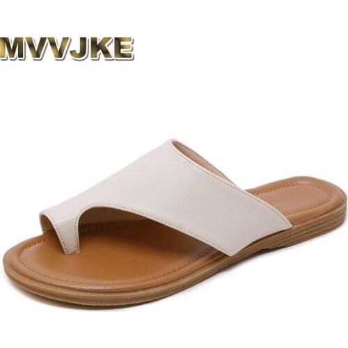 MVVJKE2019 Women Outdoor Slippers Ring Toe Flats Casual Shoes Flip Flops Slides Mules Flat Heel Summer Shoes Plus Size