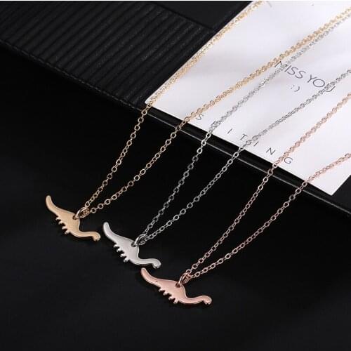 Cote Lovely Cartoon Dinosaur Special Designed Silver Plated Rose Golden Necklaces For Women