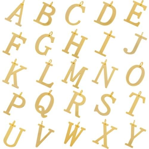 ZHUKOU Brass Hip hop 26 letters charms Initials pendants for women DIY handmade Necklace jewelry accessories wholesale VD950