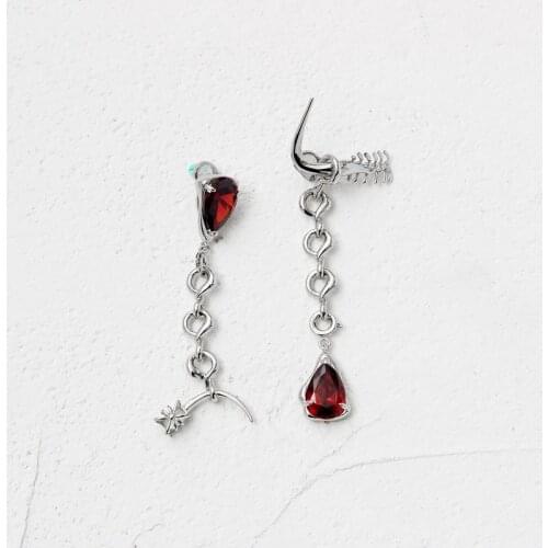 2020 New Asymmetrical Creative Water Drop Fake Ruby Earrings