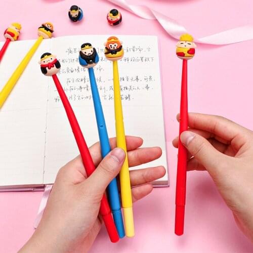 24PCs Neutral Pens Cartoon Monkey Brother Silicone Gel Pen Cute Creative Student Exam Writing Signature Pen Kawaii Stationery