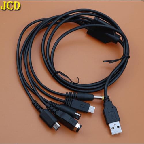 JCD 5 in1 USB Charger Fast Charging Cable Cords for Nintend NDSL NDS NDSI XL 3DS WII U GBA PSP Game Cables USB Charger Cable