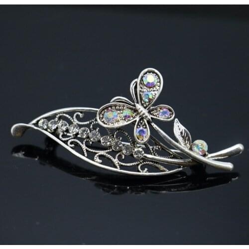 Special Offer Butterfly&leaf Rhinestone Brooch Breastpin Brooches Crystal Wedding Glass Beaded For Women Girls Jewelry 30*64mm
