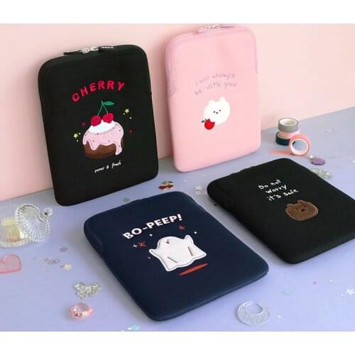Tablet case laptop storage bag cute Embroidery tablet bag 11 inch iPad Pro storage protection liner bag portable case