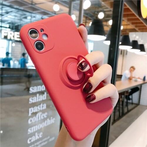 Liquid Silicone Ring Holder Stand Phone Case for iPhone 6 6s 7 8 Plus X Xs Max iPhone Xr 11 12 Pro Max Mini Magnetic Cover SE 2