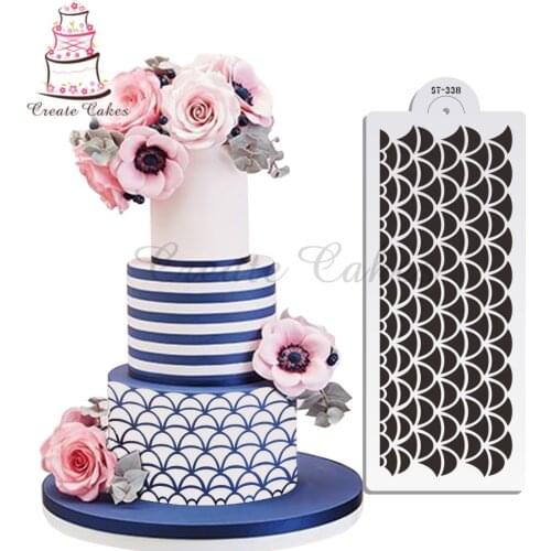 Fish-Scales Decoration Stencil for Celebration Cake Design Lace Stencil Mold Plastic Template Cake Stencil Decorating Tools