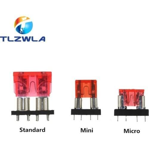 10PCS Car Fuse Holder PCB Board Standard Mini Micro Small Blade Auto Automotive Boat 32V For PCB Board Safety clip Insertion Typ