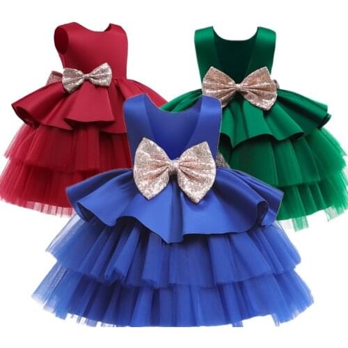 Baby Girls Dress 1st 2 Year Birthday Princess Tutu Christening Gown Toddler Kids Cute Clothes Newborn Sequin Party Baptism Dress