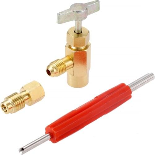 R134A 1/4" Male Can Tap Valve Dispenser, 1/4" Female to 1/2" Male Tank Adapter for Air Conditioner Manifold Freon Charging Hose