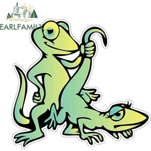 EARLFAMILY 4" x 5" Gecko Lizard Sex Adult Funny Car Bumper Window Decor Vinyl Sticker Decal Waterproof Car Styling Accessories