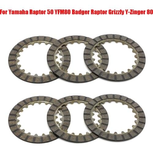 6Pcs Clutch Friction Plates for Yamaha Raptor 50 YFM80 2002-2008 Badger Raptor Grizzly Y-Zinger 80 1983 1985 1991-2006