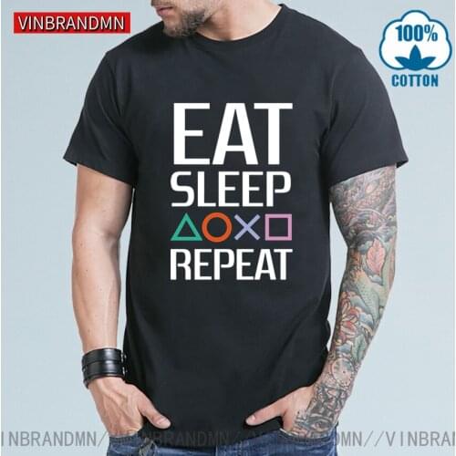 Eat Sleep PS Repeat T shirts men homeboy Best gift Hip Hop Crazy Summer PS game Play Station T-Shirt Otaku Knitted Plus Size 3XL