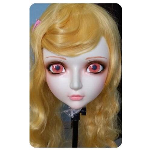 GL029) Women/Girl Sweet Resin Half Head Kigurumi BJD Mask Cosplay Japanese Anime Lifelike Lolita Mask Crossdressing Sex Doll