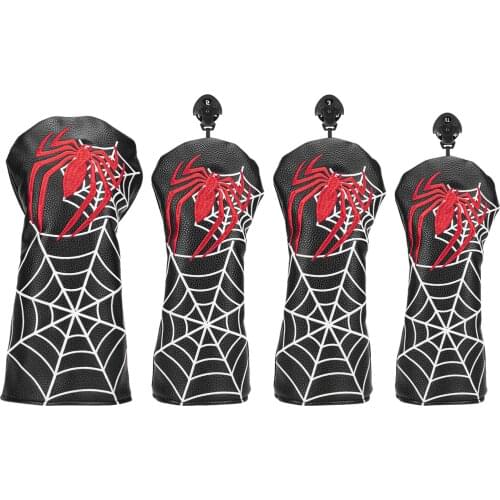 Golf Club #1 #3 #5 UT Headcovers Driver Fairway Woods Cover PU Leather Spider Embroidery Head Covers Protector Golf Accessories